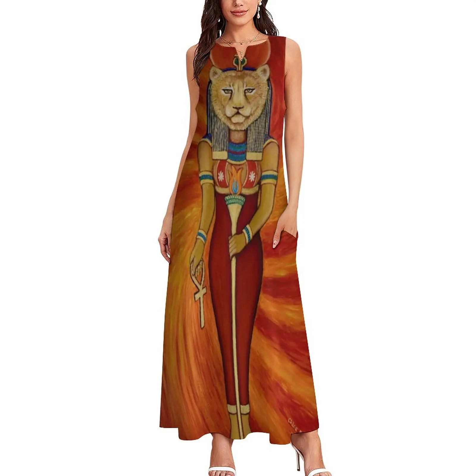 Sekhmet Egyptian Lioness Goddess Long Dress Women long dress long dresses for women summer woman dress 2025