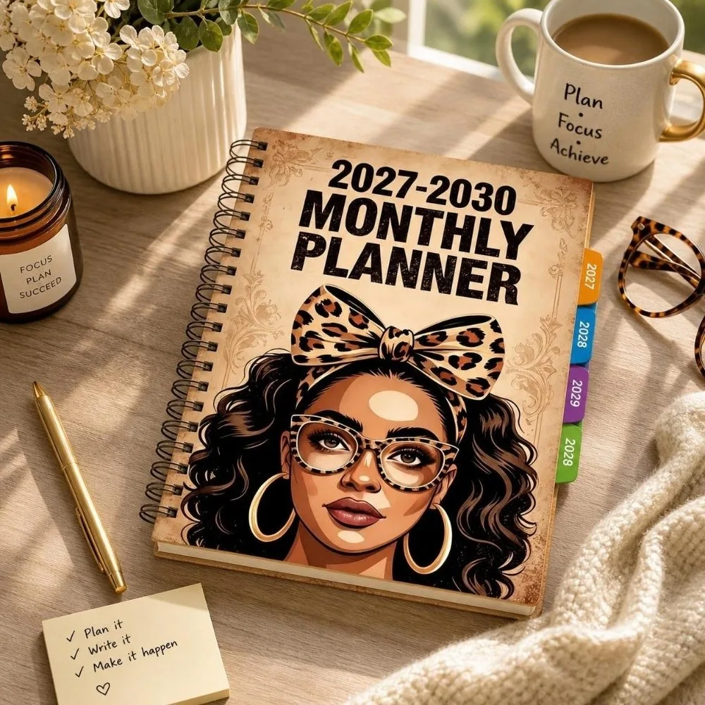 Beach Theme Cover 2027-2030 Monthly Calendar A5 Ocean Seashell Covered 4-Year Plan Book Spiral Bound Annual Calendar Notebook