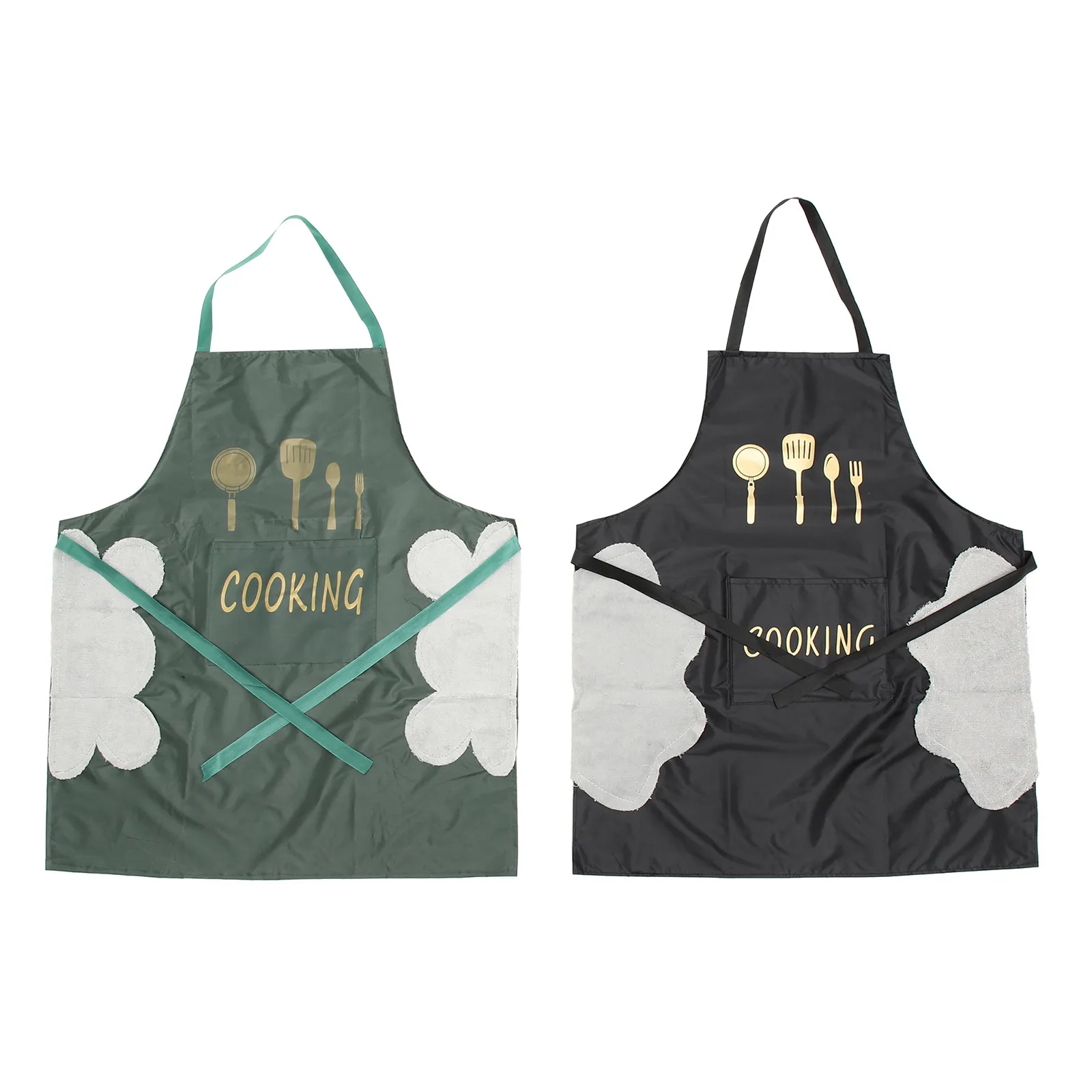 2 個防水エプロンキッチン耐油装飾調理用ハンドワイピング耐久性のある長寿命通気性快適簡単