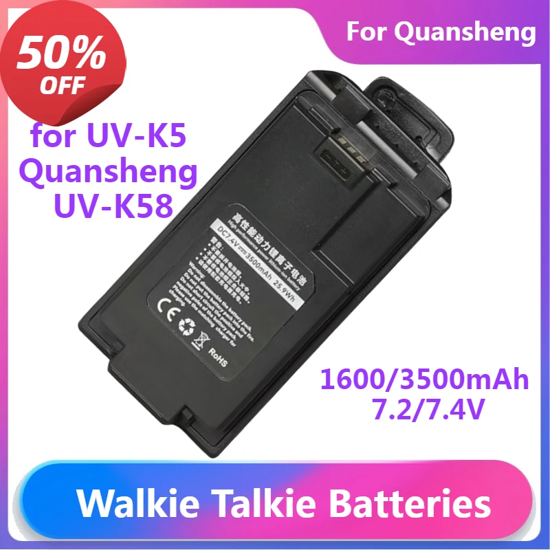 

Walkie Talkie Batteries for UV-K5 Quansheng UV-K58 UV-K6 BPK5 1600/3500mAh 7.2/7.4V Battery