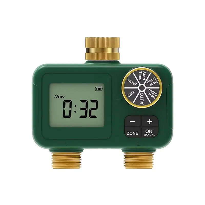 

A25F-Automatic Water Timer 2-Way Brass Inlet Outlet Rotary 3/4"LCD Display Screen IP55 Waterproof Child Lock
