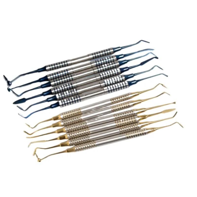 

6Pcs/Kit Orthodontic Composite Resin Filling Spatula Restoration Tool Titanium Plated Head Resin Filler Set Thick Handle