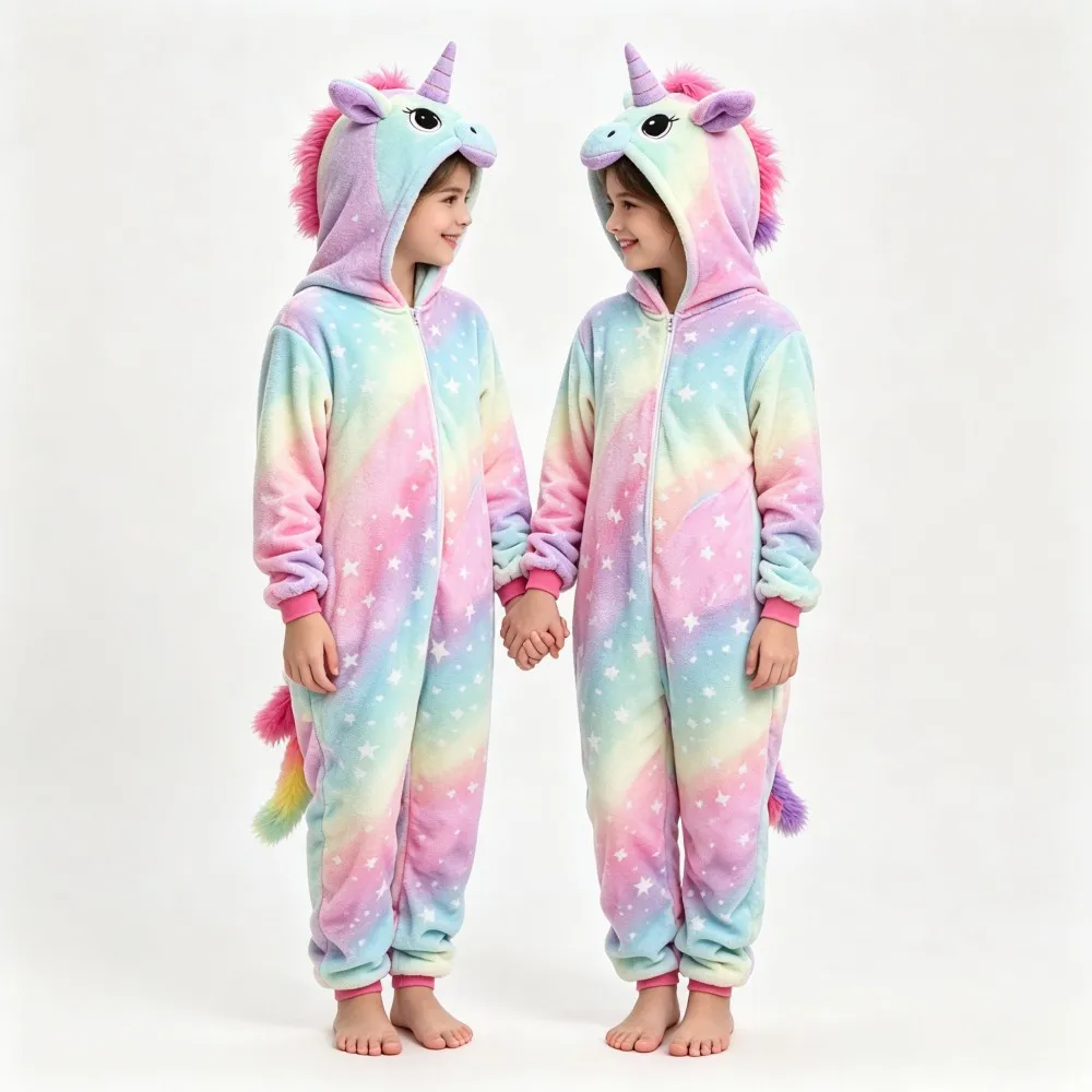 Rainbow Unicorn Kigurumi Pajamas Children's Sleepwear Kids Pyjamas Animal Cartoon Pijamas Boys Girls Onesies Loungewear Pyjama