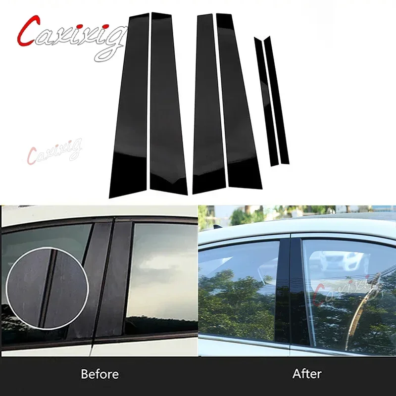 

6Pcs Car Pillar Posts Window Molding Trims Stickers Glossy Black Cover For Honda Accord CM4/5/6/7/8 2003 2004 2005 2006 2007