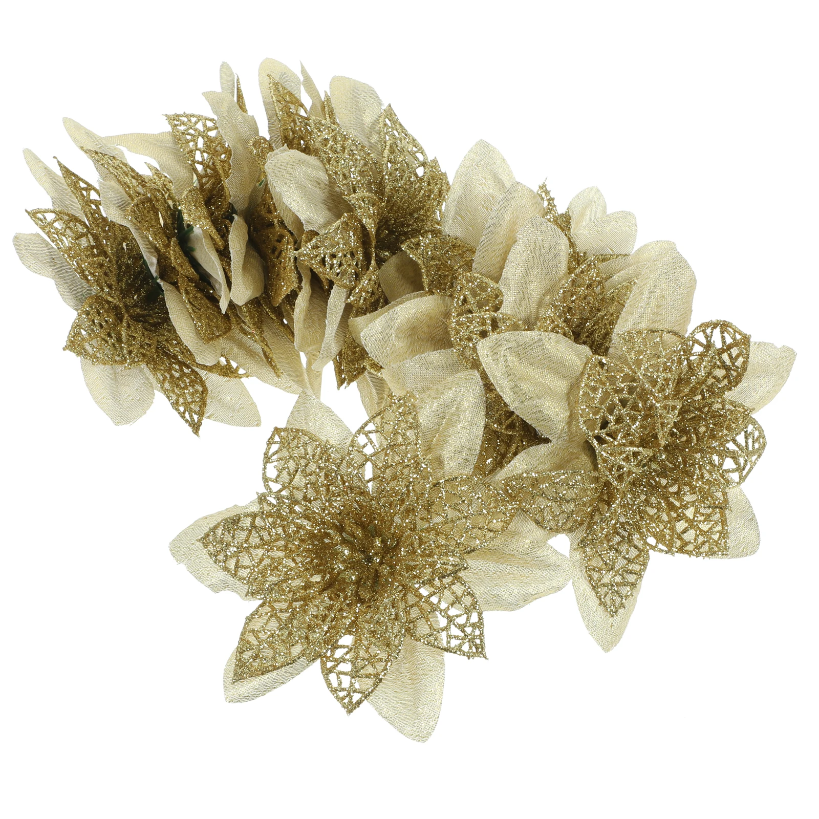 

12 Pcs Christmas Tree Flowers Simulated Decoration Faux Poinsettia Ornaments Artificial Pe