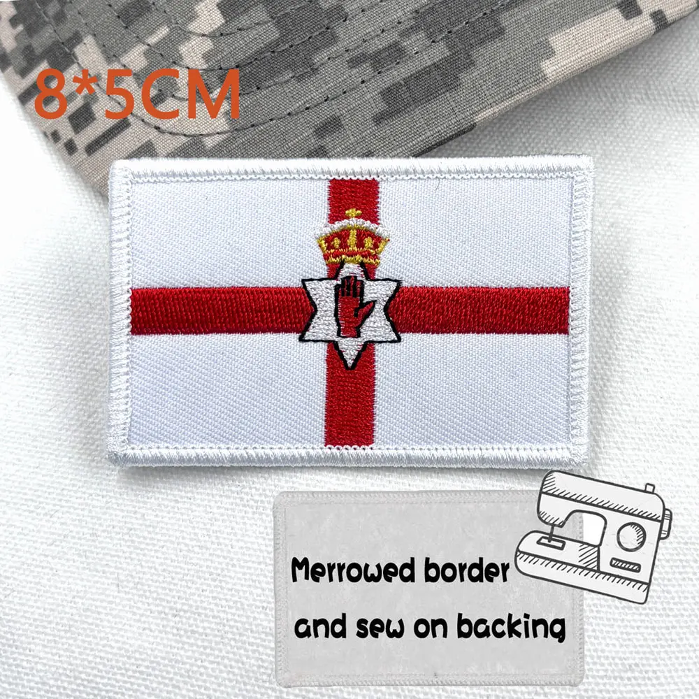 أيرلندا أولستر راية مطرزة رقعة هوك وحلقة خياطة على شارة عسكرية مطرزة #3