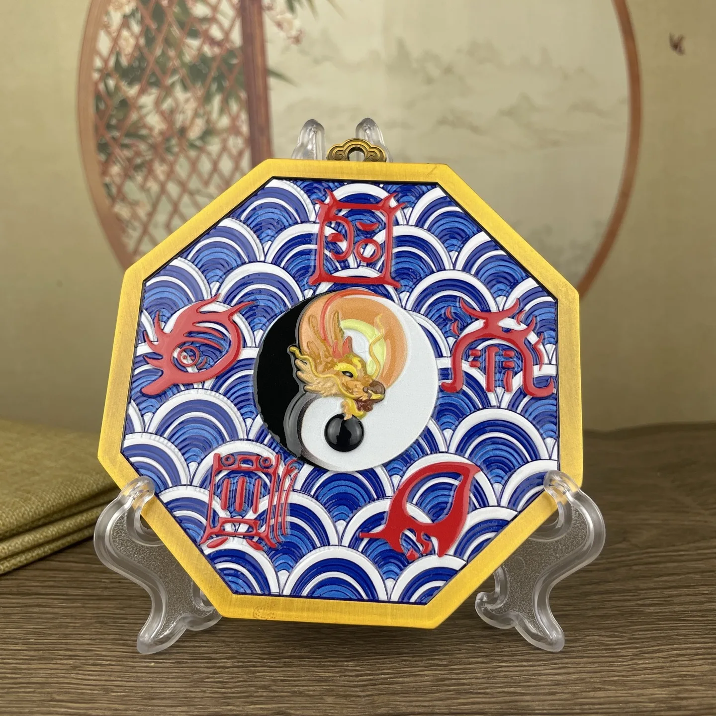 Metal wall decoration wall hanging Feng Shui home decoration office desk desk accessories brass five-yue gossip mirror