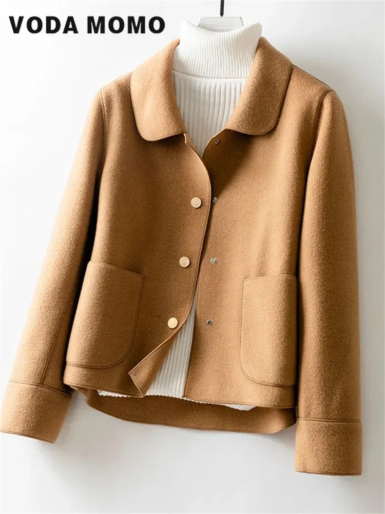 Woman Outerwears Autumn Long Sleeve Cropped Winter Button Coats Elegant Female New Warm Coat Versatile Vintage Commuting style