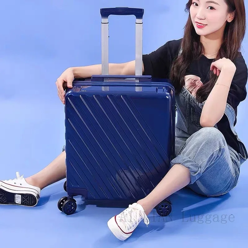 Carry ons suitcase on wheels ABS+PC travel luggage set cabin rolling luggage fashion trolley case bag rose gold for Women 18\'\'20