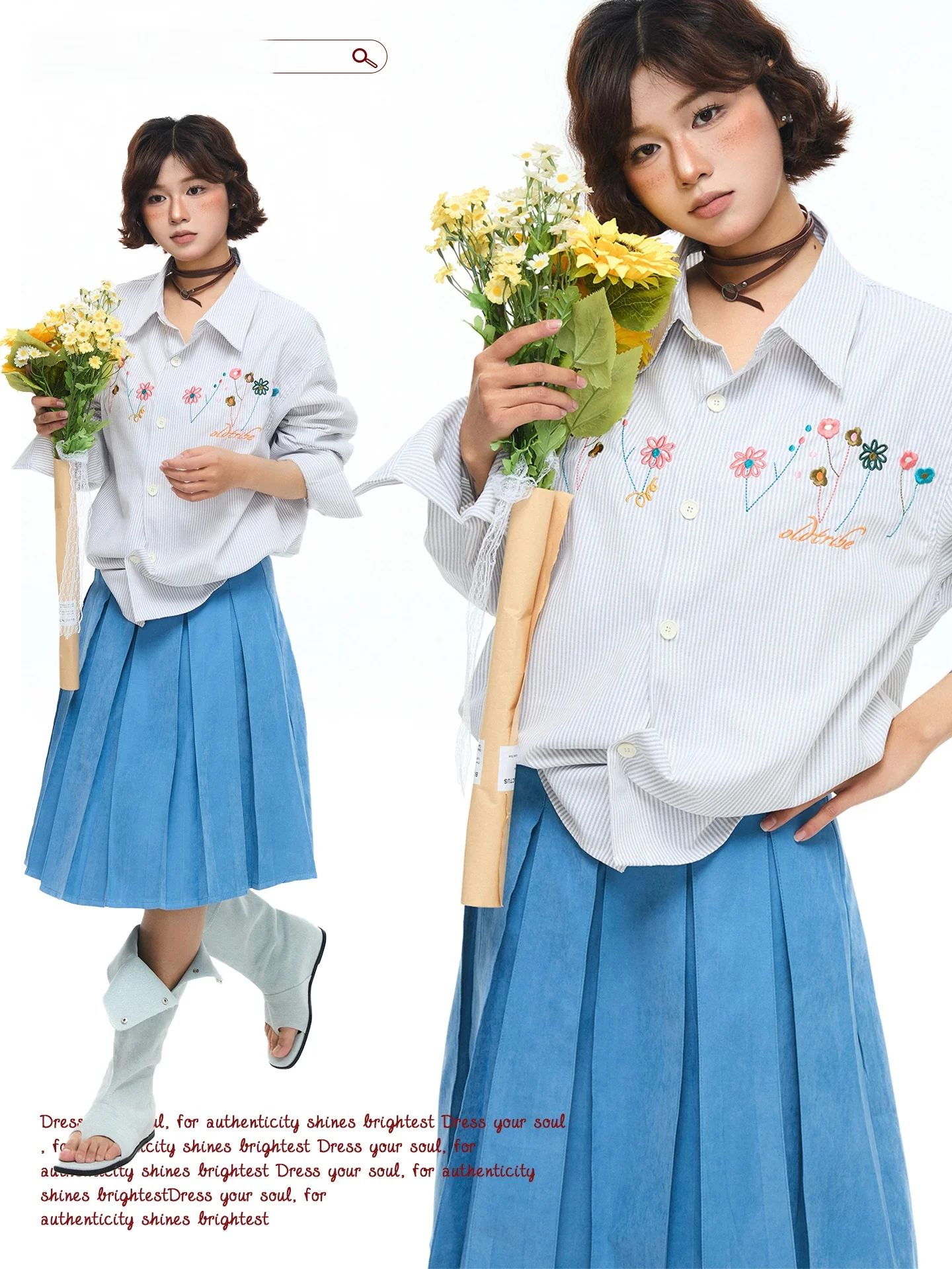 

Магазин Chen Zhanlao: Американская ретро-рубашка с цветочной вышивкой и длинными рукавами, женская свободная повседневная блузка, весенняя верхняя одежда