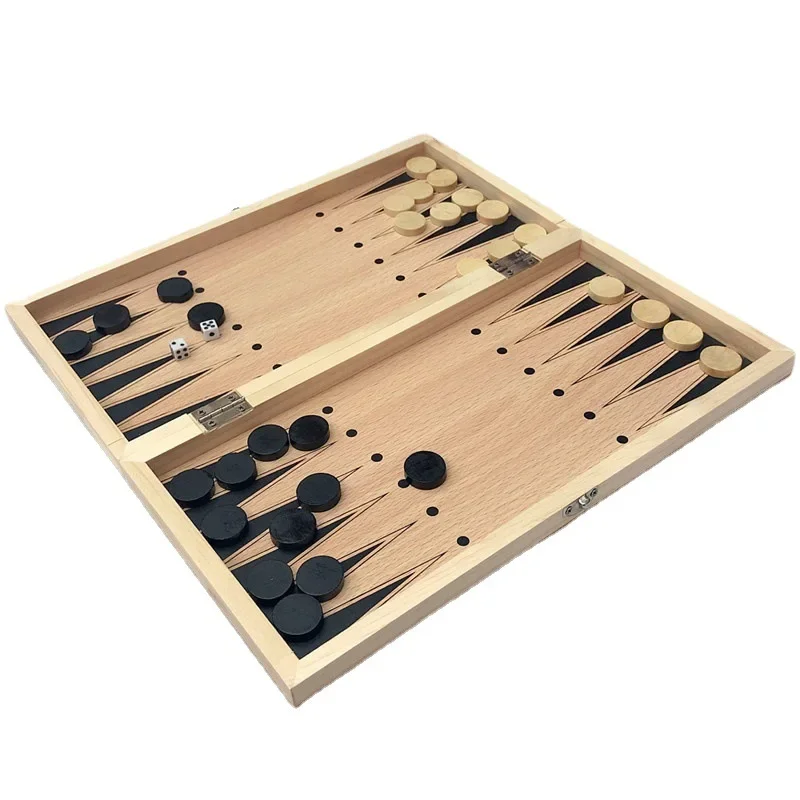 1 pz Set di scacchi Un set di tre in uno Scacchi in legno Set di legno massello Pieghevole portatile Scacchiera Puzzle Giocattolo Gioco da tavolo Giocattoli