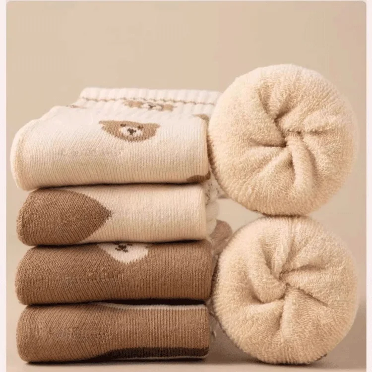 5 Paar Kindersocken Babysocken Winter Warme Socken Jungen Mädchen Thermosocken Kinder Dicke Plüschsocken – Detail 8