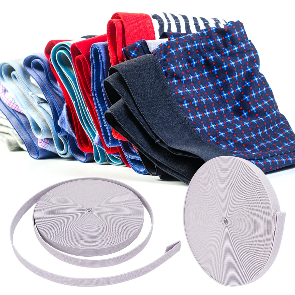 

1 Roll Elastic Rope Mask Ear Hanging Band Gray 1.5cm Width 16m Length Stretchable Strong Elastic String for Mask Making Tools