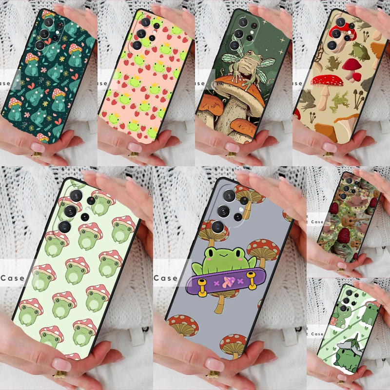 Cottagecore Frog Mushroom Kawaii Phone Cover Case for Samsung Galaxy S26 Ultra S20 FE Note 10 S24 S23 S21 S25 Plus S22