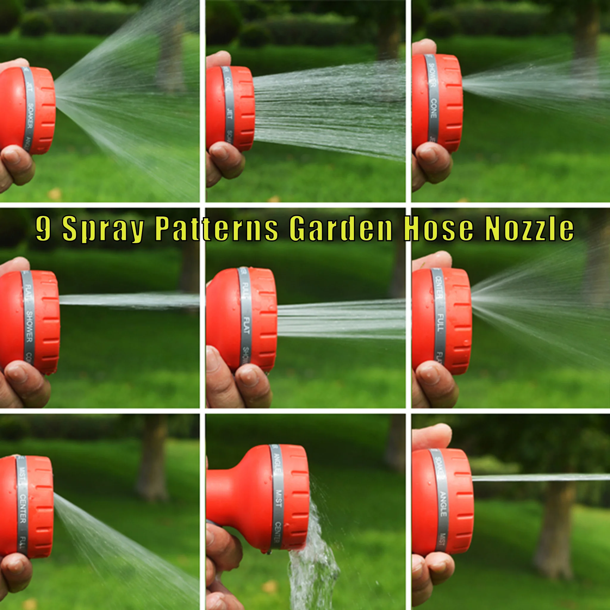 Functional Garden Hose Nozzle Garden Watering Car Wash Adjustable Glue Spray Water Gun TPR Drop Corrosion Resistant