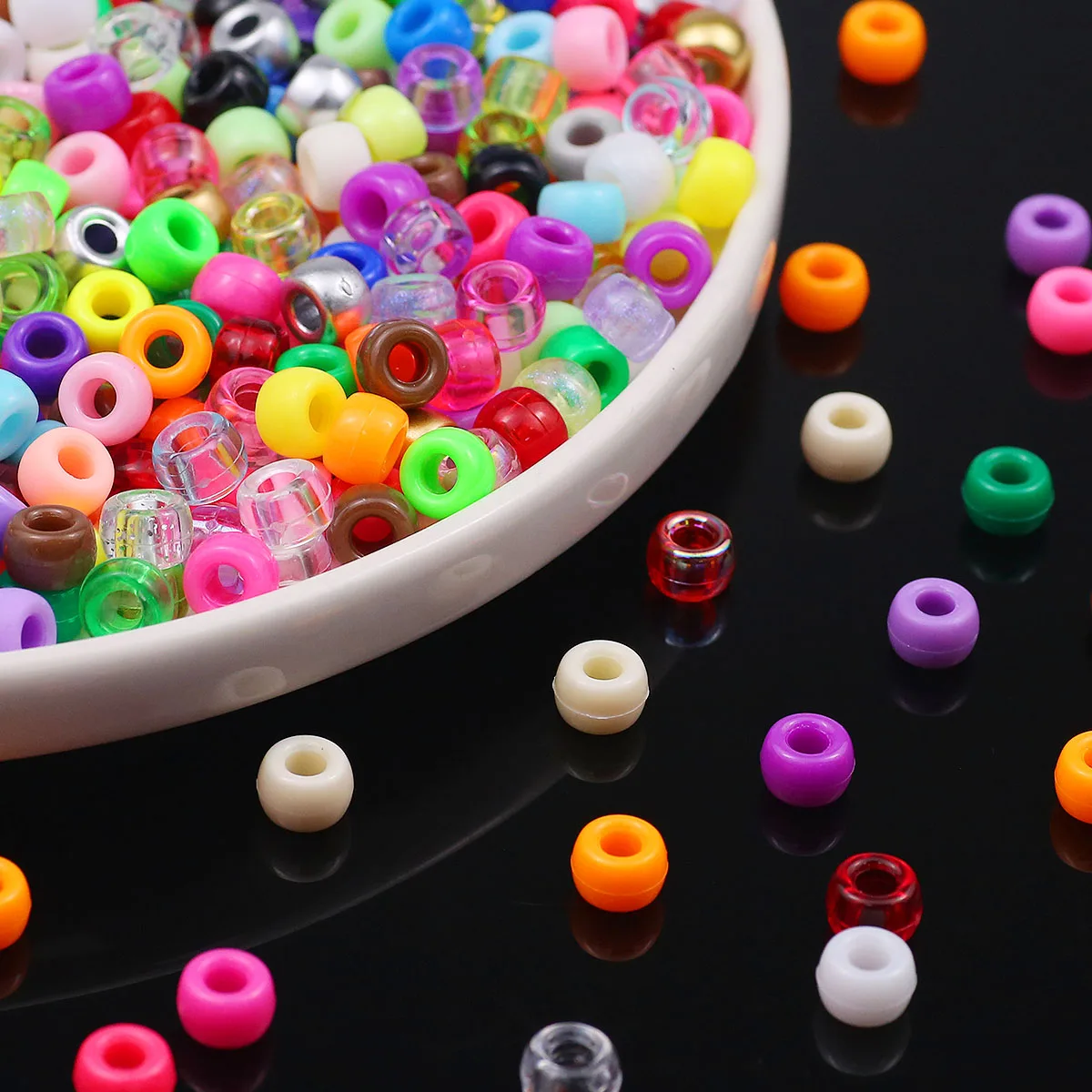 6×9mm Colorful Translucent Acrylic Large Hole Bead Solid Color Spacer Loose Beads For Jewelry Making Bracelet DIY Accessories