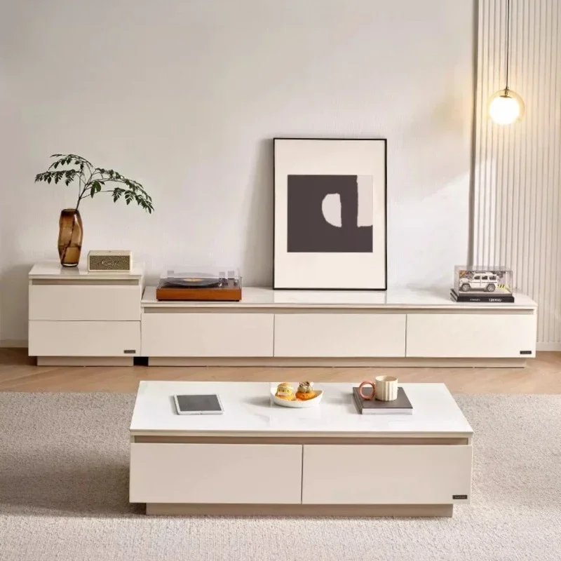 Corner Tables Cream Style Rock Slab Countertop 120cm Coffee Tables 200cm Tv Stand 56cm Side Table Home Living Room Furniture