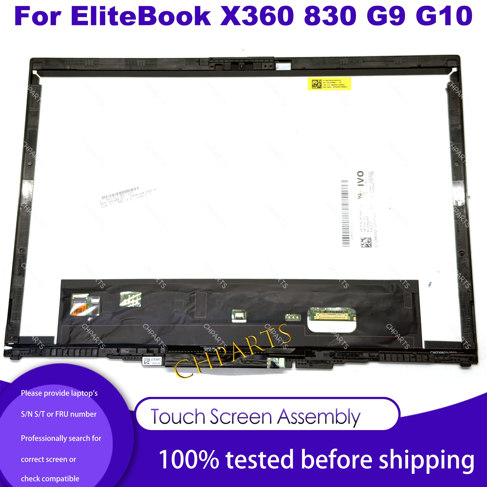 N02887-001 N02894-001 14“ WUXGA LCD For HP EliteBook X360 830 G9 G10 LCD Screen Touch Screen Replacement Display Panel Assembly