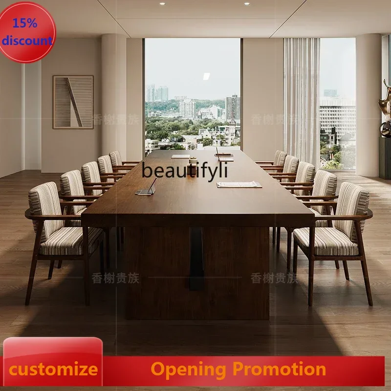 ss7486 Conference, long table Modern simple long solid wood large board table Simple staff negotiation table and chair combinati