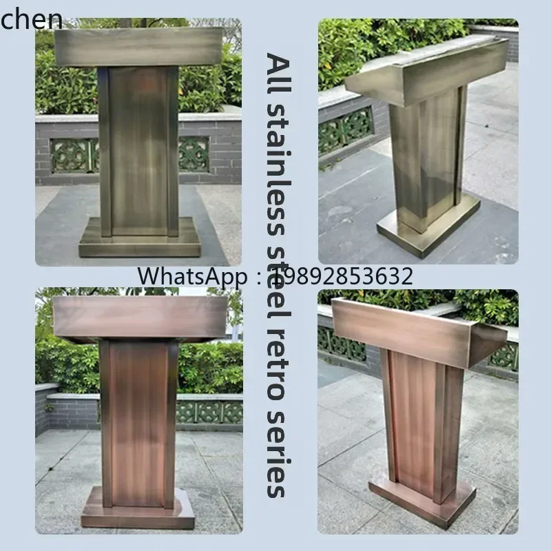 ZZ Stainless Steel Painted Property Service Small Table Registration Reception Host Speech Podium