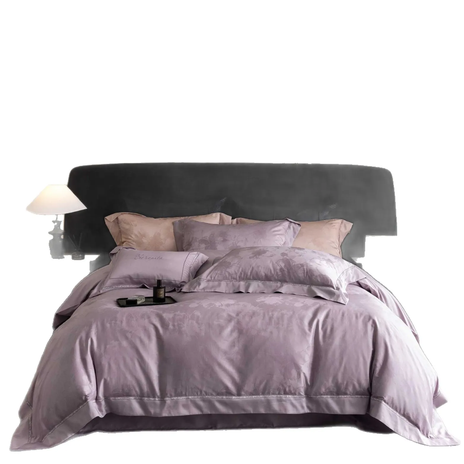 

Light luxury, Egyptian, pure cotton, jacquard, four piece set, simple, wide edge, bed sheet.
