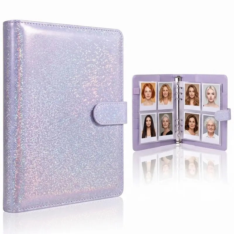 Magnetic Snap Cover A5 6 Ring Binder Album 25Pcs 4 Pocket Card Pages 100 Pockets Trading Card Photo Collection Organizer