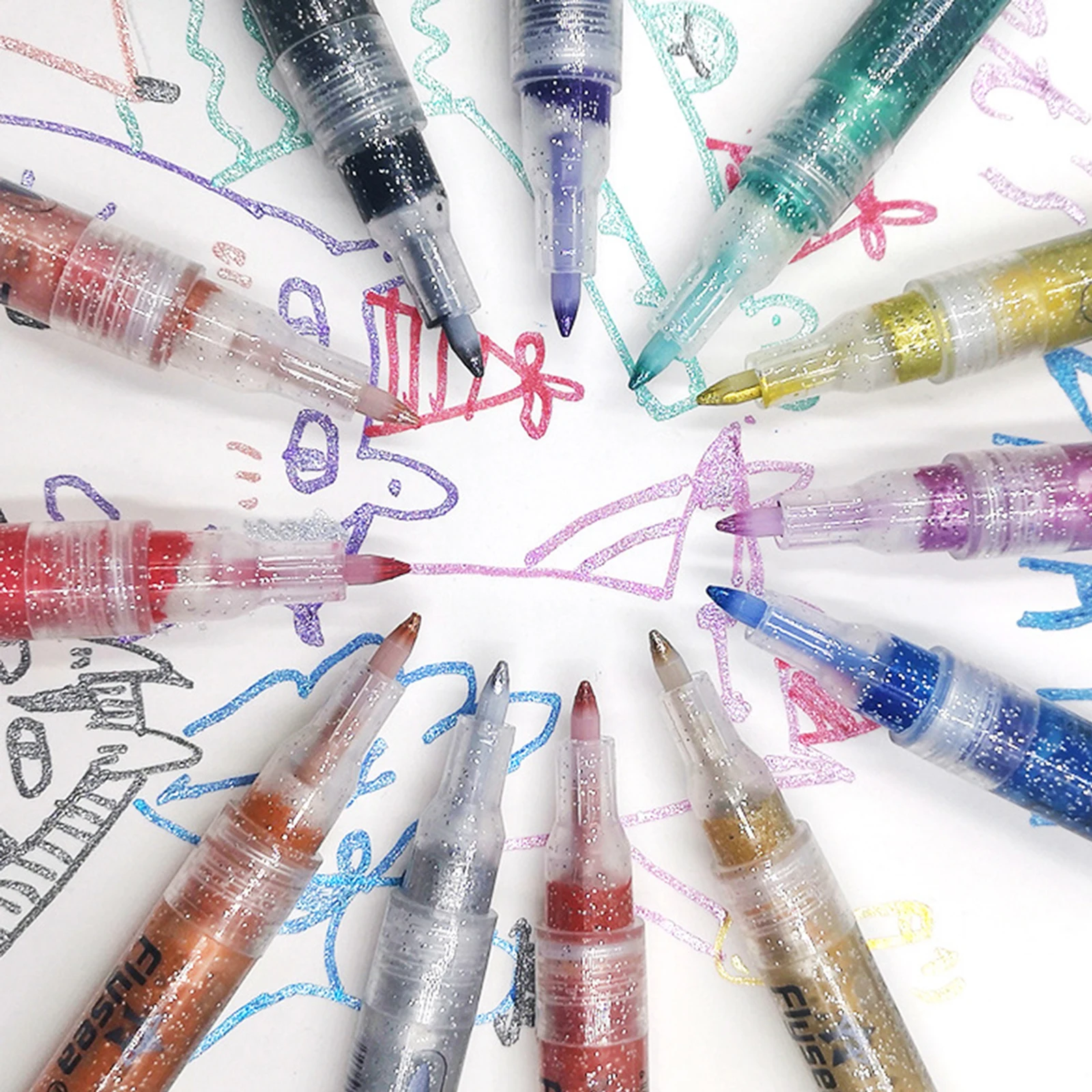 

12 Pcs Glitter Marker Sparkly Highlighters Paint Pen Flash Sparkle Pens Abs Coloring Markers