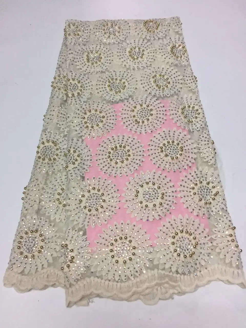 African Lace Fabric 2023 Embroidered Nigerian Laces Fabric With Beads Stones Bridal High Quality French Tulle Lace Fabric KDA629