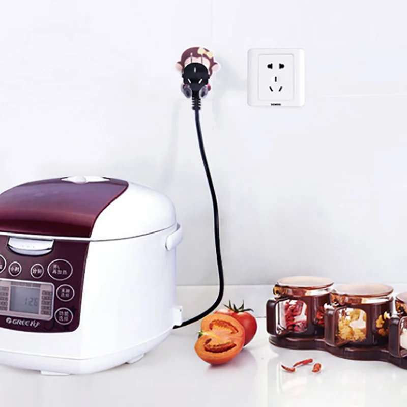 Cartoon Wall Storage Hook Punch-free Power Plug Socket Holder Kitchen Stealth Hook Wall Adhesive Hanger Bathroom Accessories