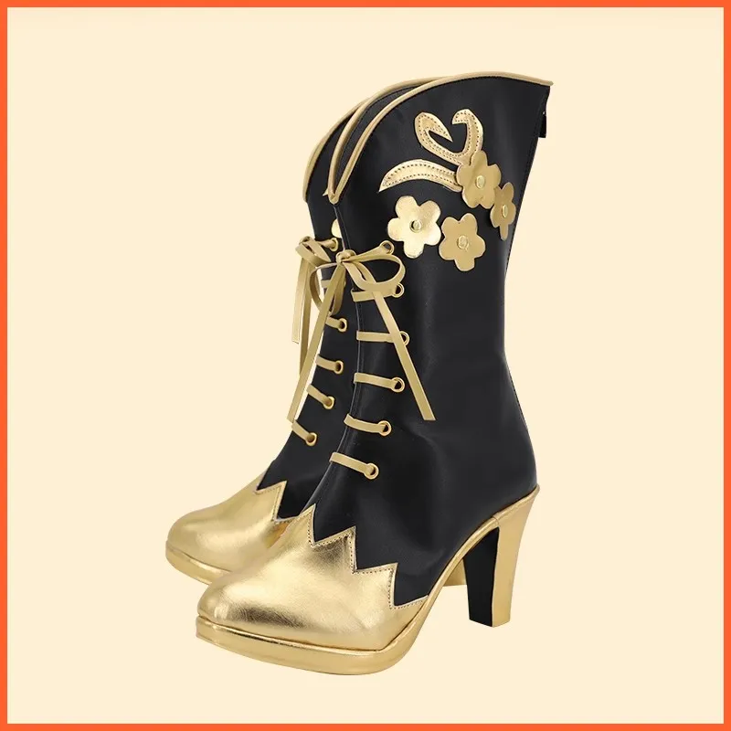 ヴィルシェーンハイトコスプレ黒ブーツ男性女性ハロウィンパーティーカーニバルロールプレイ衣装靴カスタマイズ