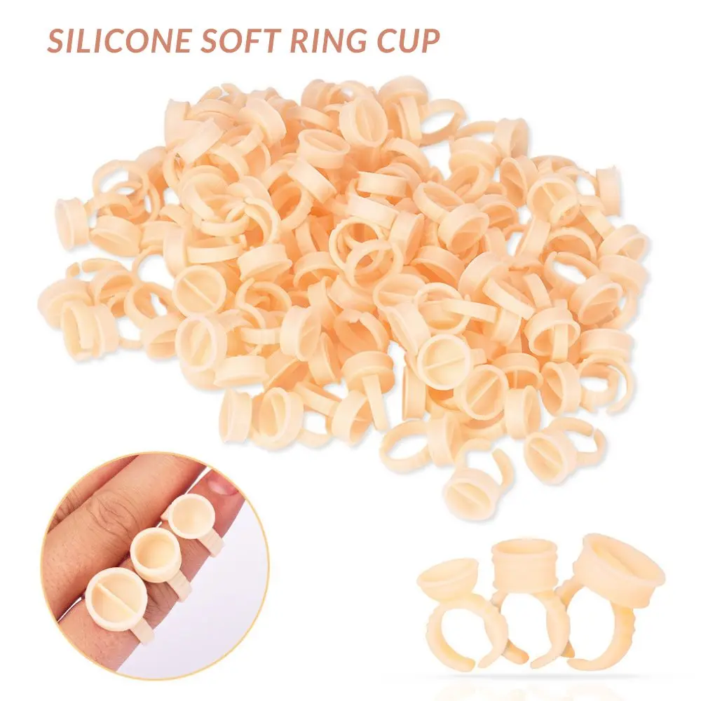 Disposable Tattoo Ink Cup 100pcs Soft Silicone Caps Pigment Holder Container For Microblading Tattoo Eyebrow Eyelash Extension