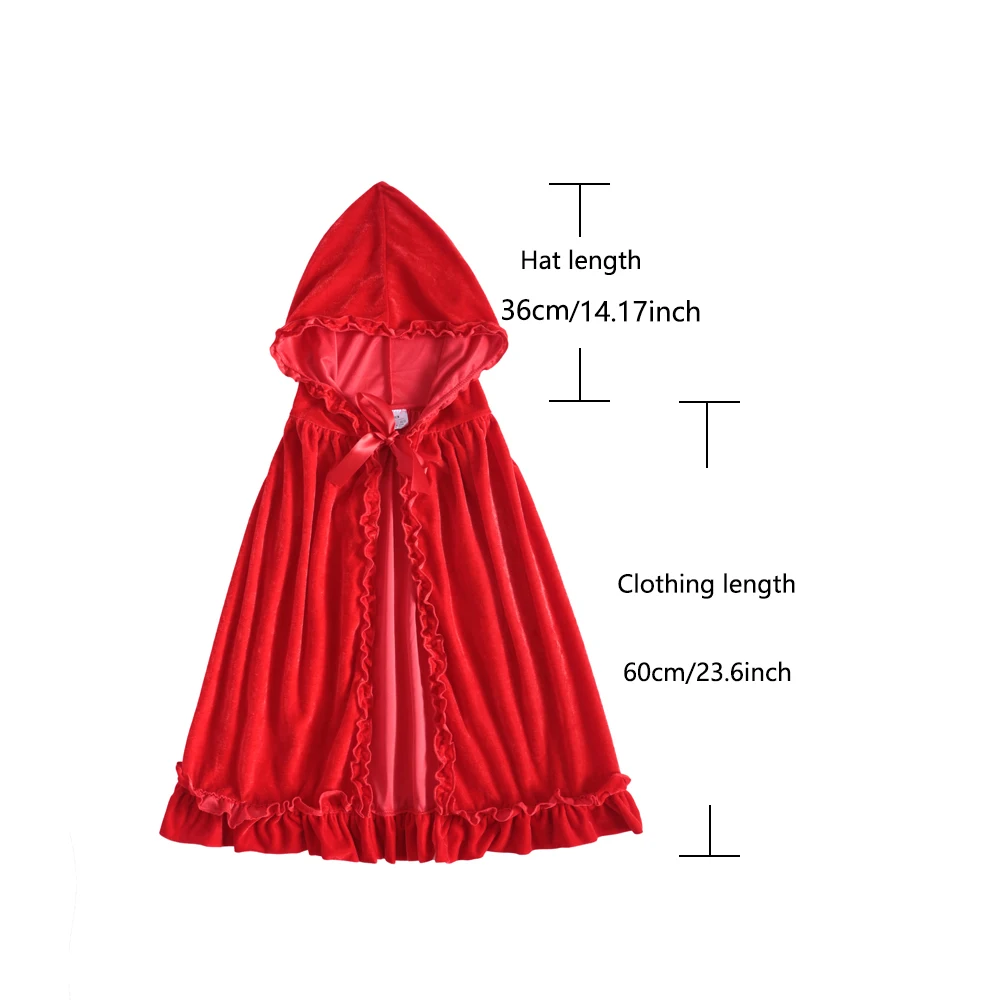 Velvet lace santa Little Red Riding Hood cloak costume cosplay cloak hat suitable for Halloween and Christmas cosplay cape