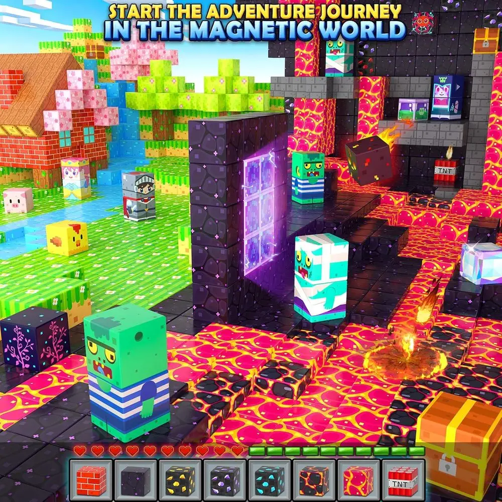 磁気ビルディングブロック - マインマグネットワールドセット（3歳～12歳向け）、幼児向けSTEM玩具、男の子と女の子への誕生日プレゼント