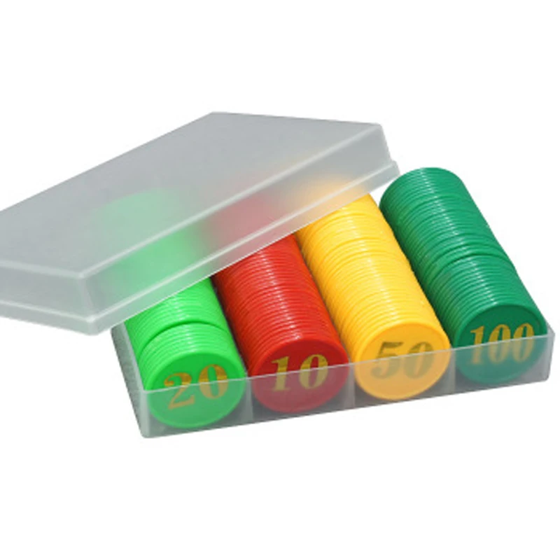 160Pcs/Lot 38mm*0.2mm Green chips Plastic Poker Chip with 4 Golden Large Numbers Printing for Gaming Tokens Plastic Coins