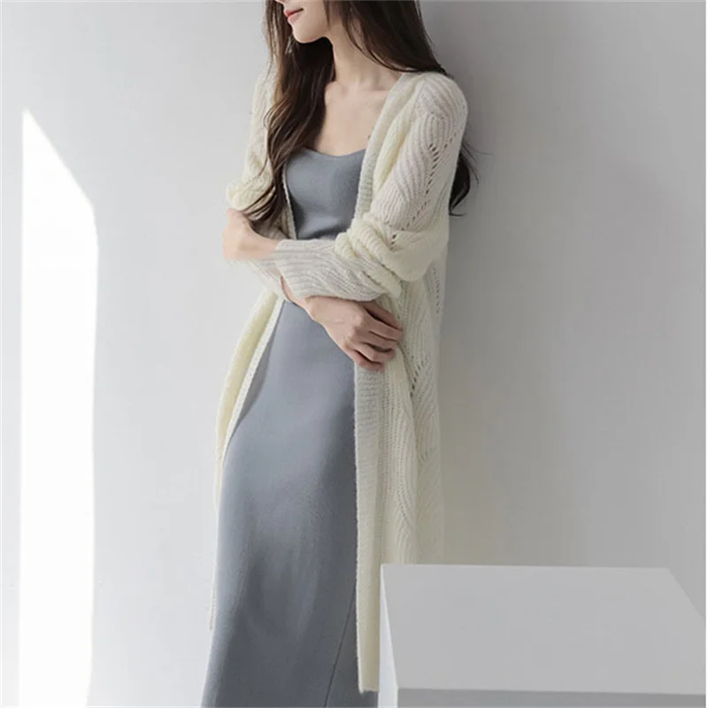 

Женский вязаный кардиган средней длины с принтом, повседневный, с воротником-стойкой, на пуговицах, базовый, из модала, с перфорацией, красивый