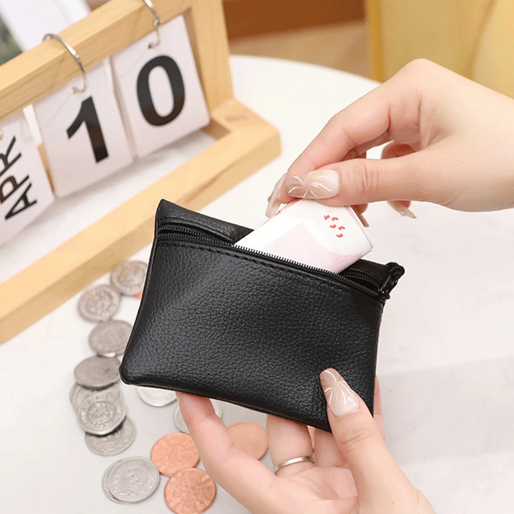 Coin Purse Men Women PU Leather Coin Pouch Card Case Zipper Money Bags Mini Wallets Lipstick Headphone Storage Bag Key Holder