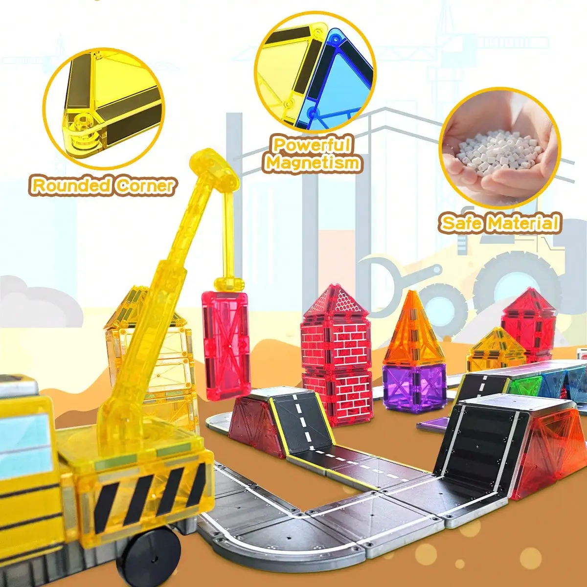 자석 블록 장난감, 자석 타일, 창의적인 DIY 트랙 빌딩 키트 건설 장난감