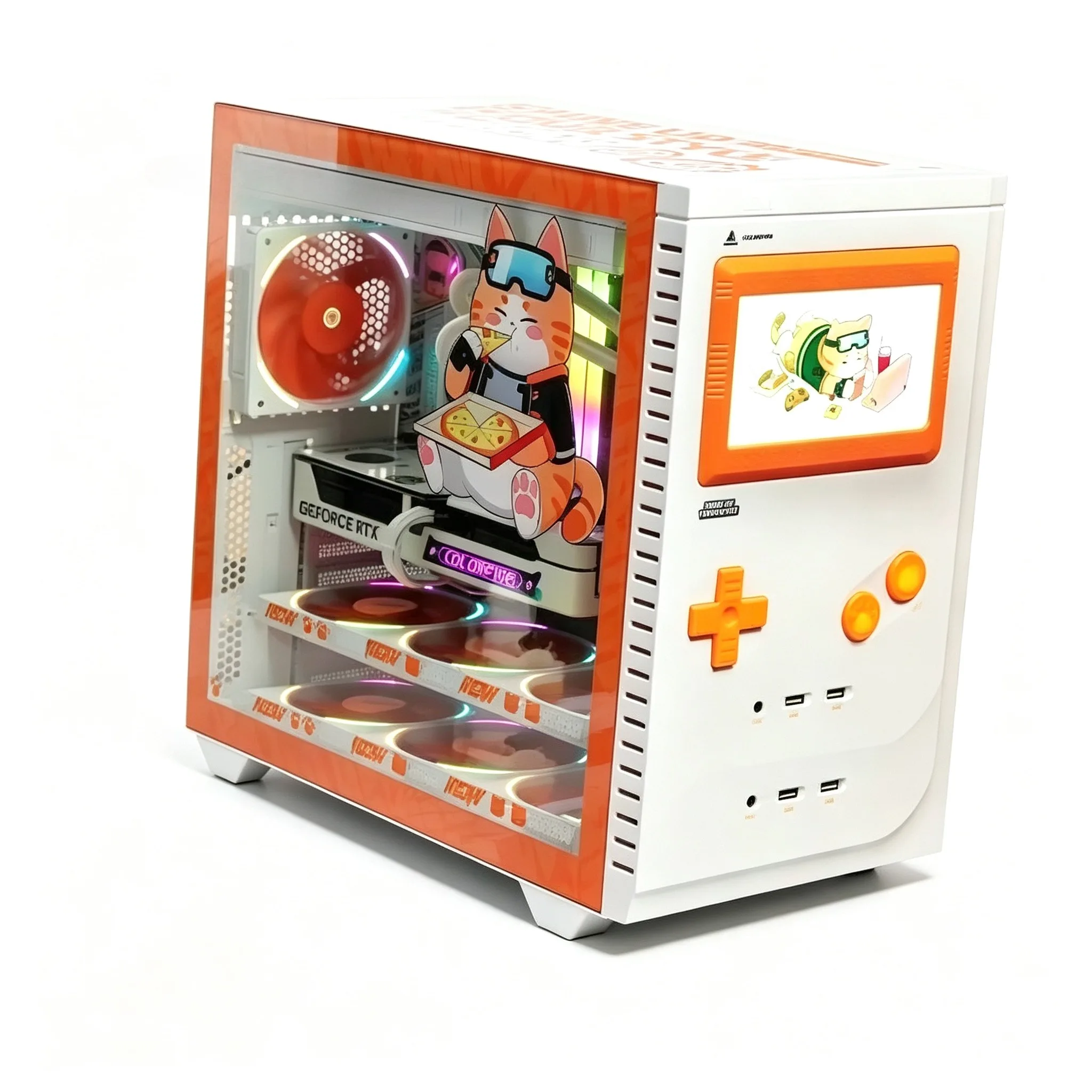 Rtx5060/5060ti 8g/16g Rgb Desktop Dlss 4 Computer Independent Display Orange Cat Color Matching Game Computer Host Accessories