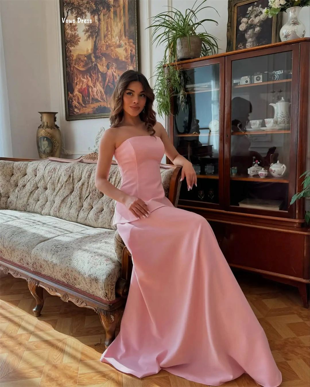 Gelübde rosa Abendkleider für luxuriöse Partykleider Frau 2025, Damen-Abschlussballkleid 2025, Linie A, maßgeschneiderte Ballkleider aus Satinstoff