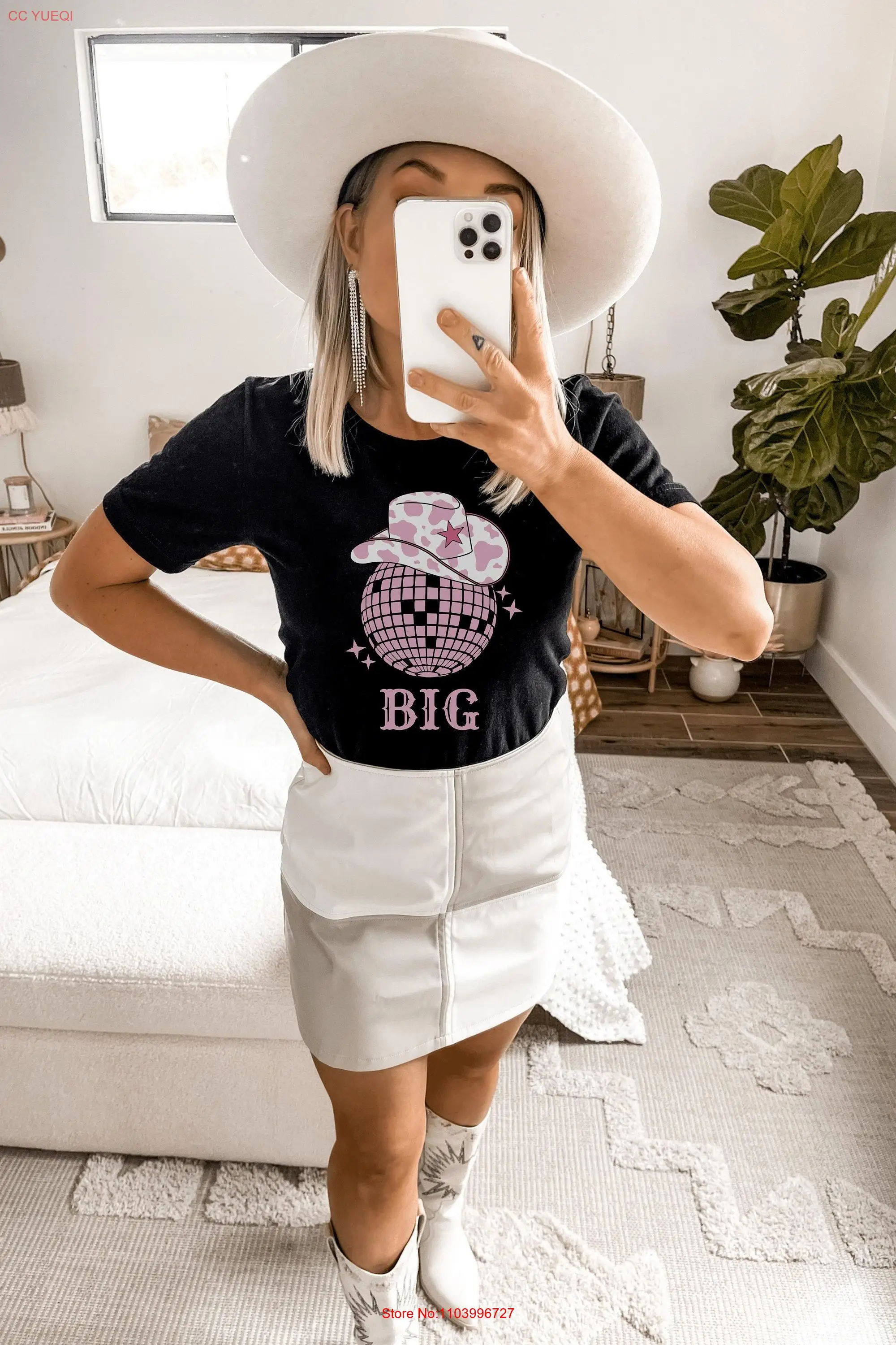 

Big Little T Shirt Sorority Reveal And Groovy Disco Cowgirl long or short sleeves
