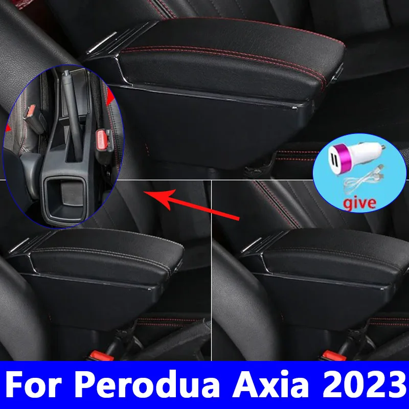 

Для Perodua Axia 2023, специальный автомобильный подлокотник, центральная консоль, детали интерьера, модифицированный ящик для хранения, автомобильные аксессуары с USB