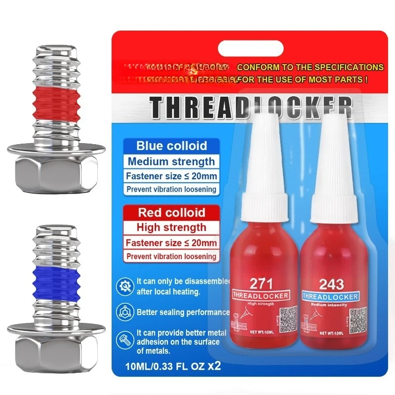 10ml Automotive Anaerobic Screw Glue Value Pack - 243 Medium + 271 High Strength, Rust-Proof Corrosion-Resistant for Car