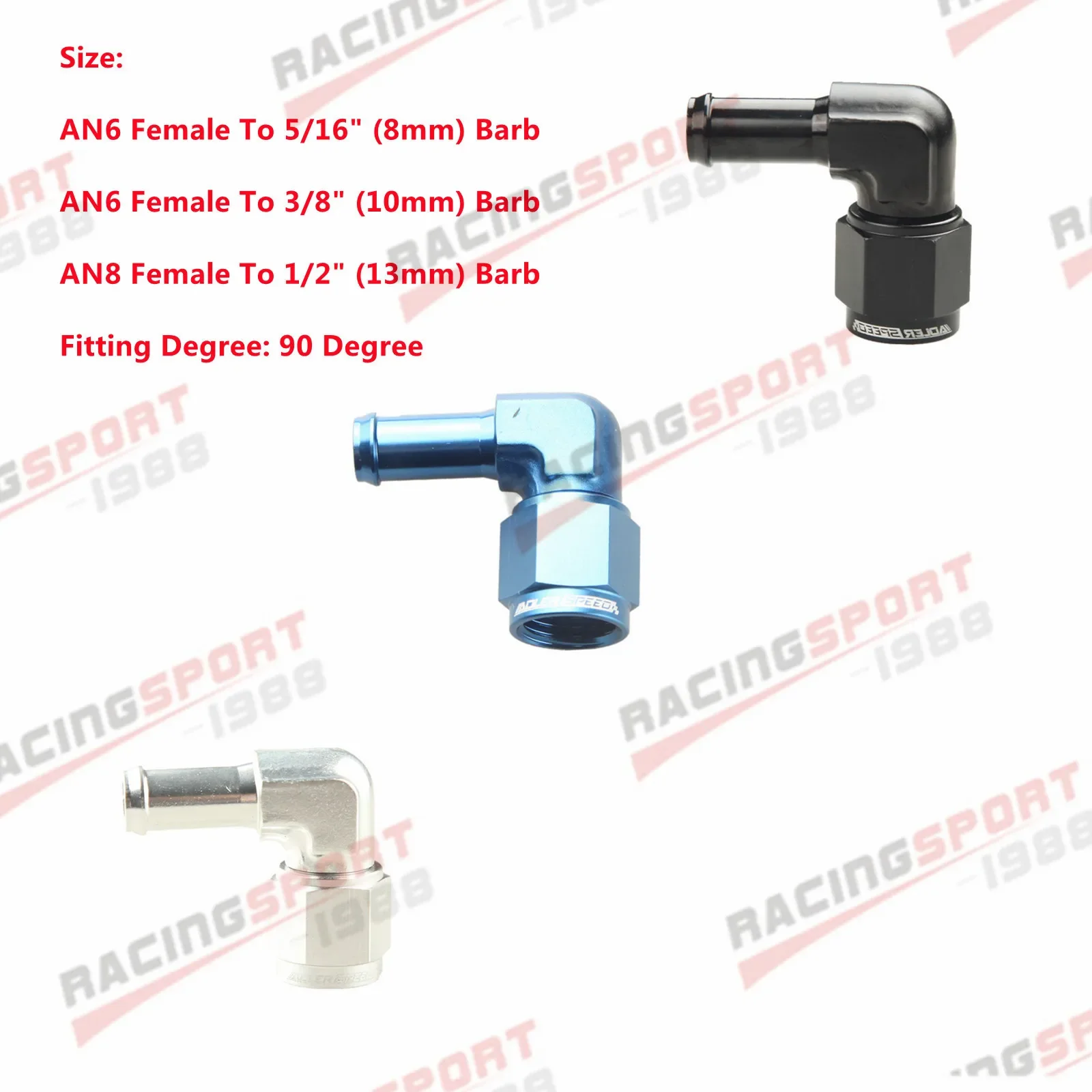 

Алюминиевый AN6 с внутренней резьбой на 3/8 дюйма, 6AN с внутренней резьбой на 5/16 дюйма, прямой 90-градусный поворотный фитинг для топливного шланга, адаптер