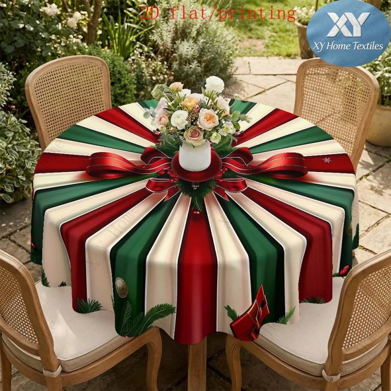 t Christmas candy wind round table tablecloth, red and green contrasting color home restaurant decorative table cloth