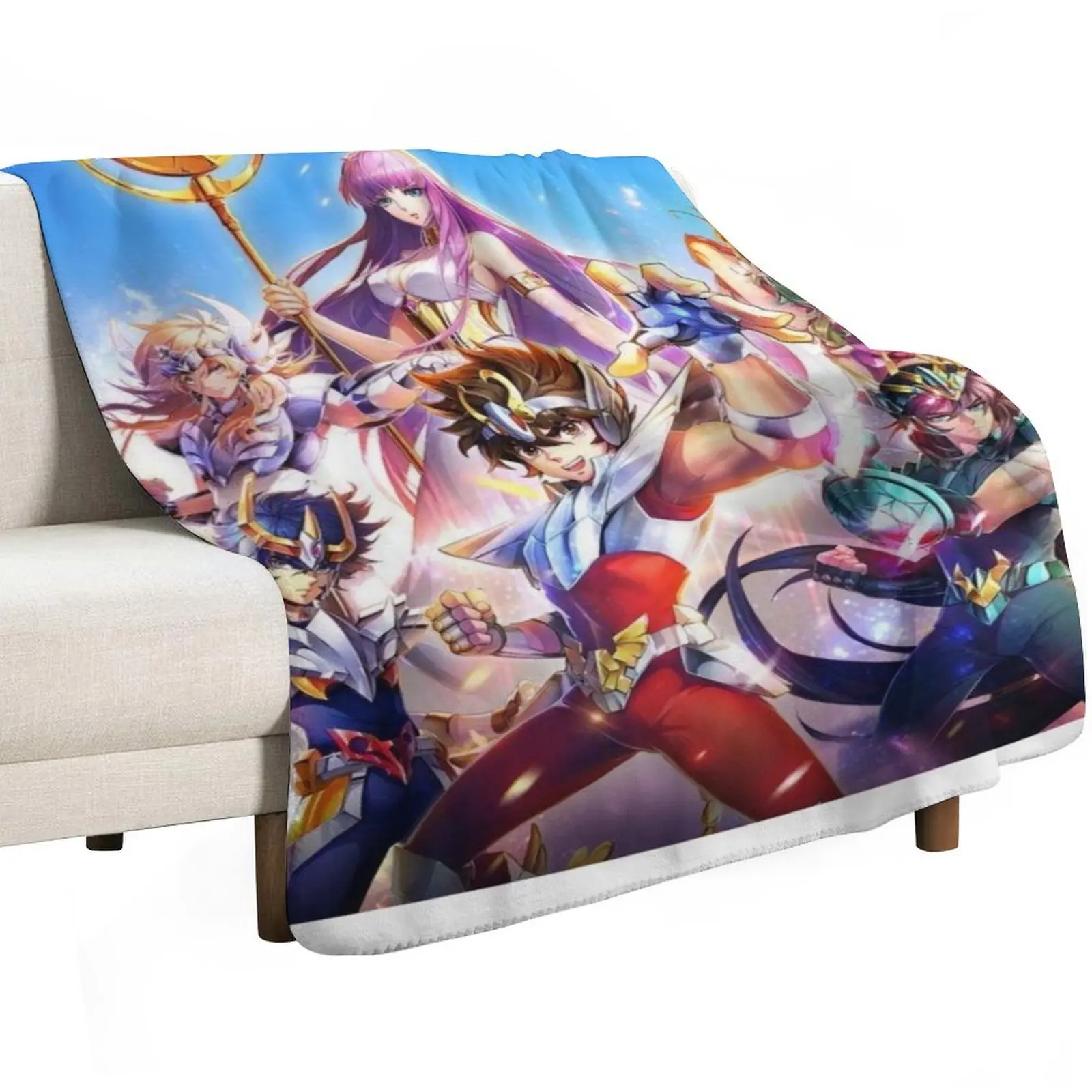Saint Seiya Knights of the Zodiac Throw Blanket Plaid Large Luxury Brand Bed Fashionable Flannels Blankets