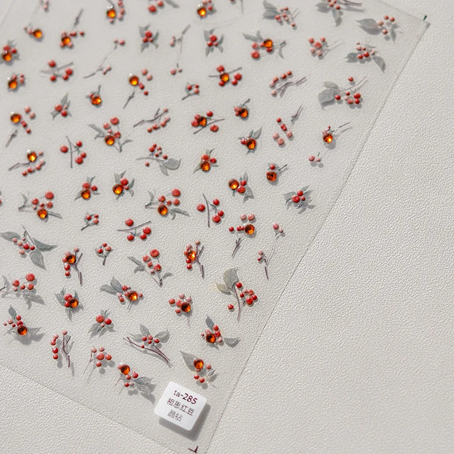 1 Stuks 5d Diamant Japanse Kawaii Jquirity Nail Art Stickers Glitter Rode Nail Transfer Slider Stickers Diy Decoraties Accessoires