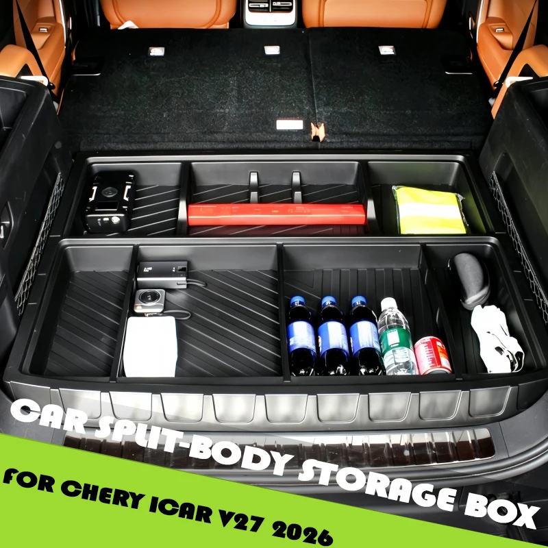 Car Trunk Height Increase and Lie Flat Storage Box Fit for Chery ICAR V27 2026 Modified Car Split-body Storage Box Accessories