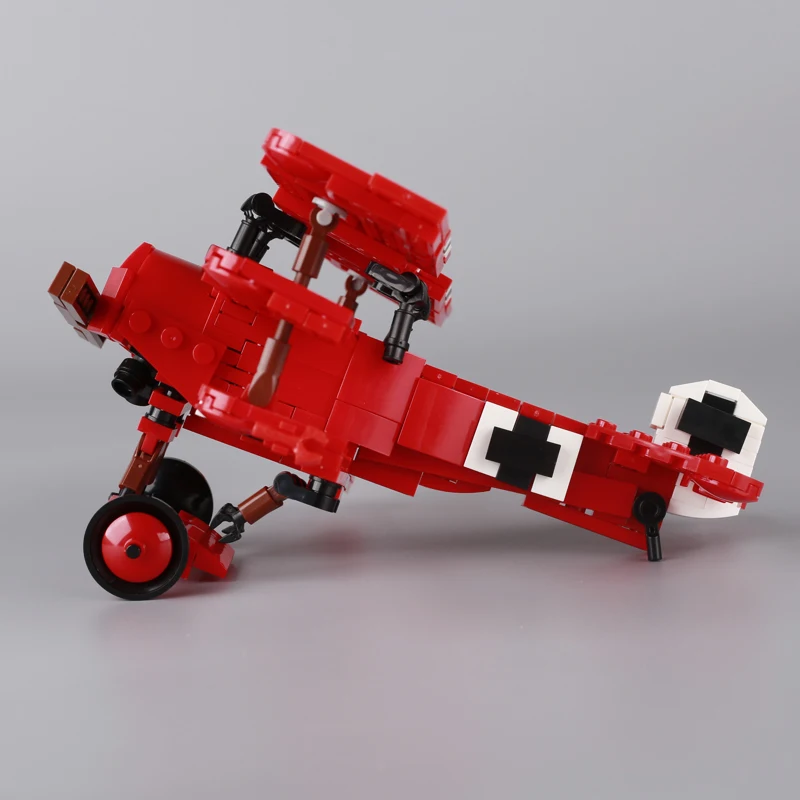 WW1 Fokker Dr-I طائرة ثلاثية نموذج اللبنات WW2 الألمانية العسكرية طائرة الجيش الجندي أرقام مدفع طائرة أسلحة ألعاب مكعبات #4