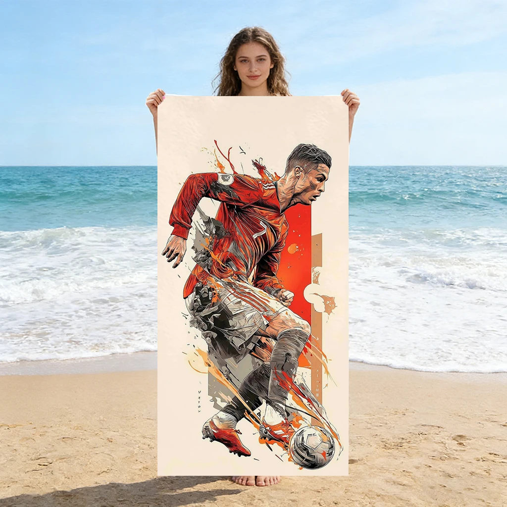 Ronaldo Oil Painting Style Beach Towel Quick-drying Towel Suitable for Beach Yoga Pool Gym Sport Towel Summer Gift for Friends