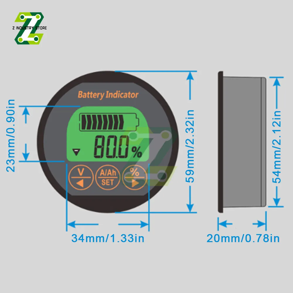 TR16 DC 8-120V 50A 100A 350A Battery Capacity Tester Voltage Current Meter Battery Capacity Monitor Indicator Ammeter Voltmeter